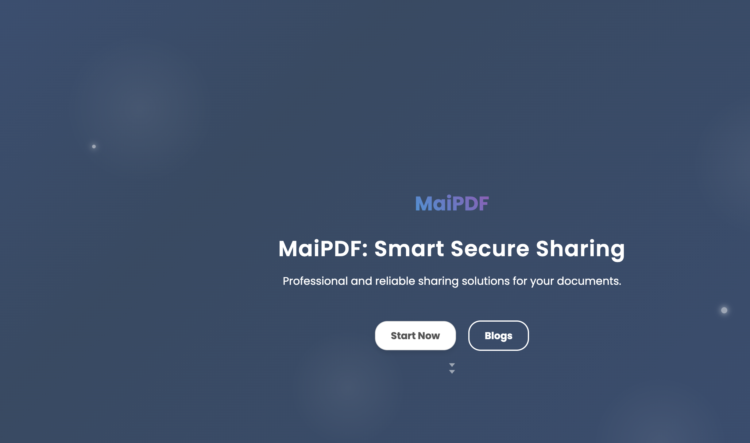 A screenshot of the MaiPDF landing page, a tool for converting PDFs to QR codes.