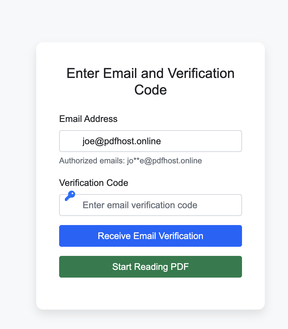 A screenshot showing a prompt for email verification before a user can read a PDF document.