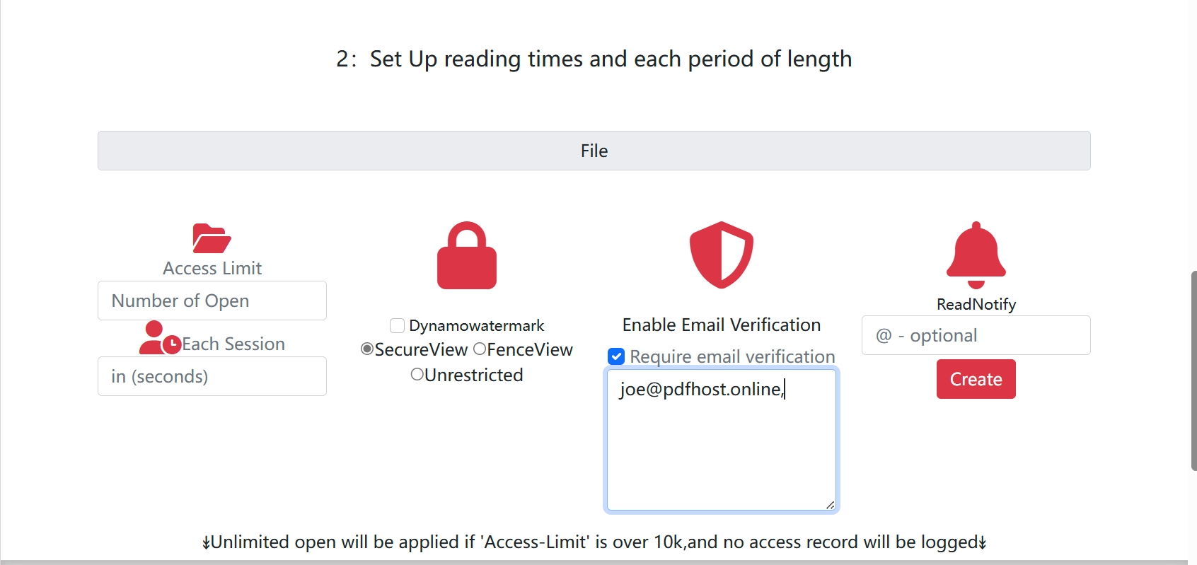 A screenshot showing where to input email addresses in the security settings of MaiPDF.